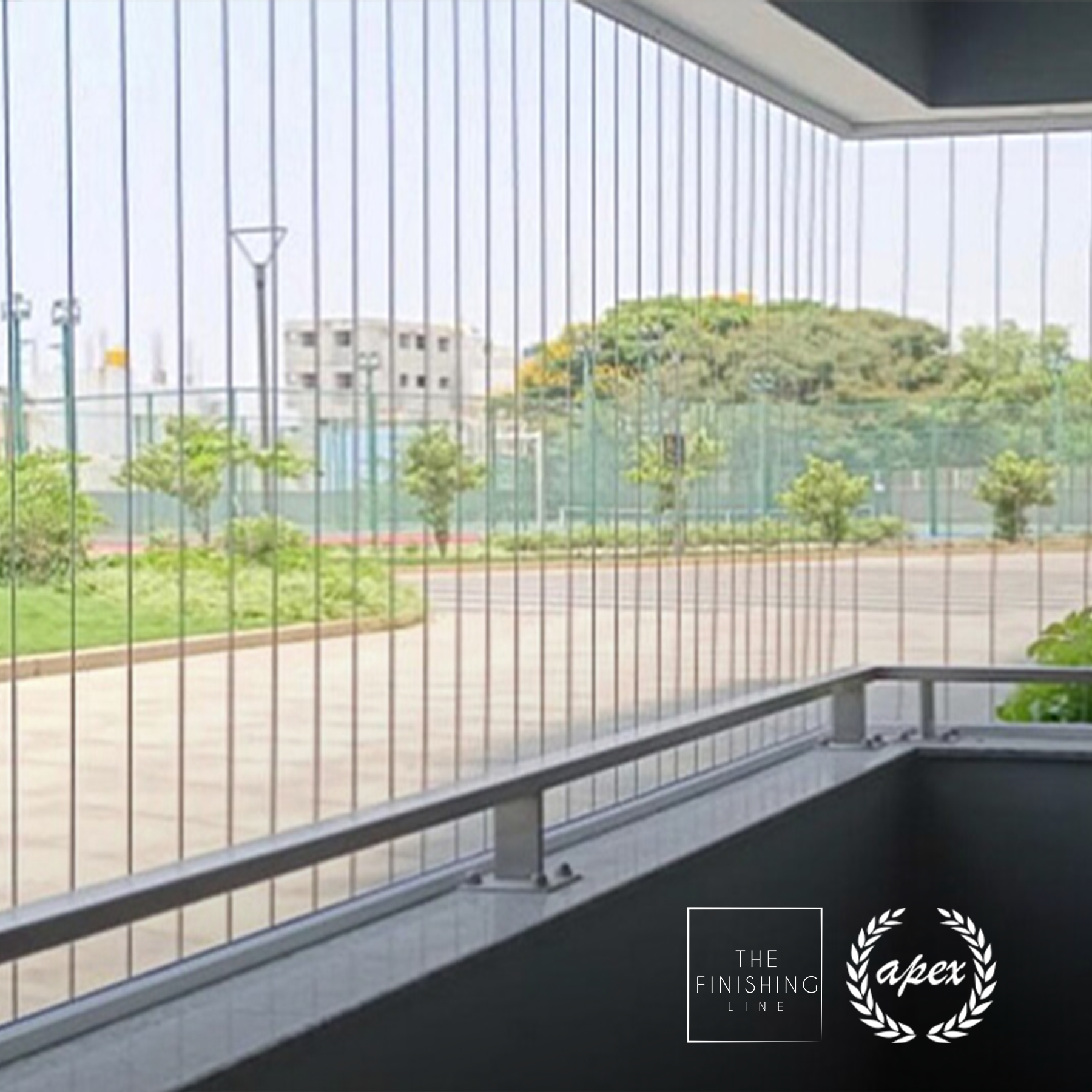The Balcony Invisible Grille is a nearly invisible, high-grade stainless steel grating system